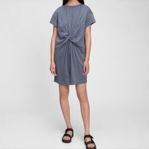 Gap Knot Waist Mini T-Shirt Tunic Dress Size L Twist Front Athletic Gorpcore